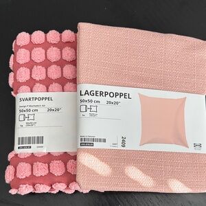IKEA Pink Pillow Covers Set - 20x20 Textured and Polka Dot